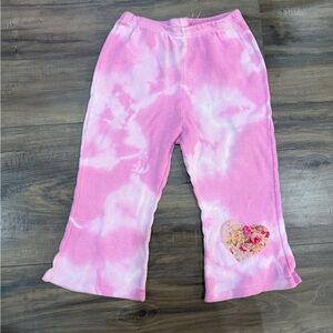 Pink Tie-Dye Pants with Heart Patch